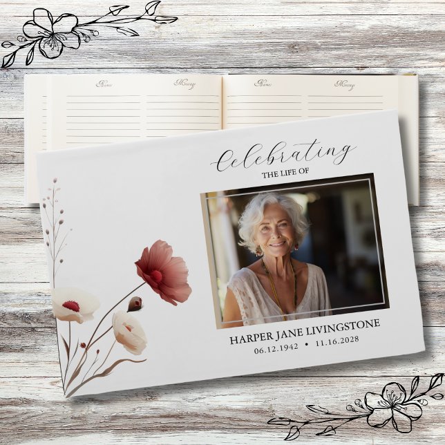 Pink Poppy Blumenbeerdigung Gedenkstätte Gästebuch (Von Creator hochgeladen)