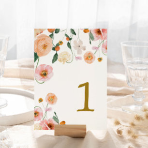 Pink Poppy Blumentisch 1 Hochzeitstag Tischnummer
