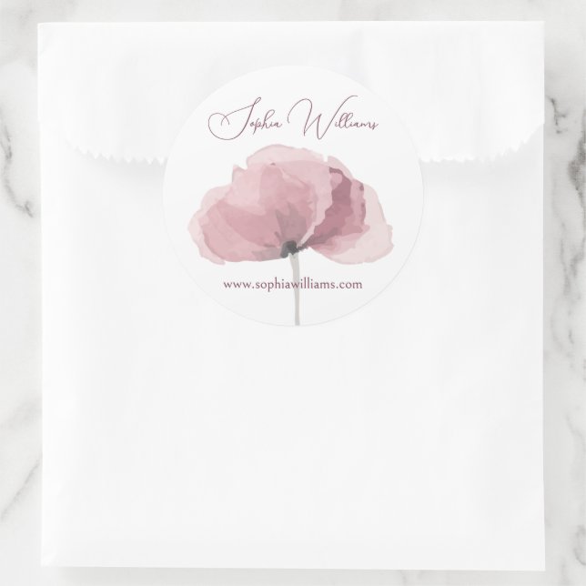 Pink Poppy Branding Etikett Runder Aufkleber (Tasche)