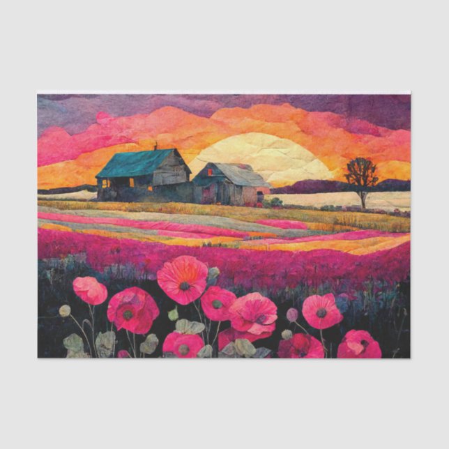 Pink Poppy Farm Collage Seidenpapier (Vorderseite)