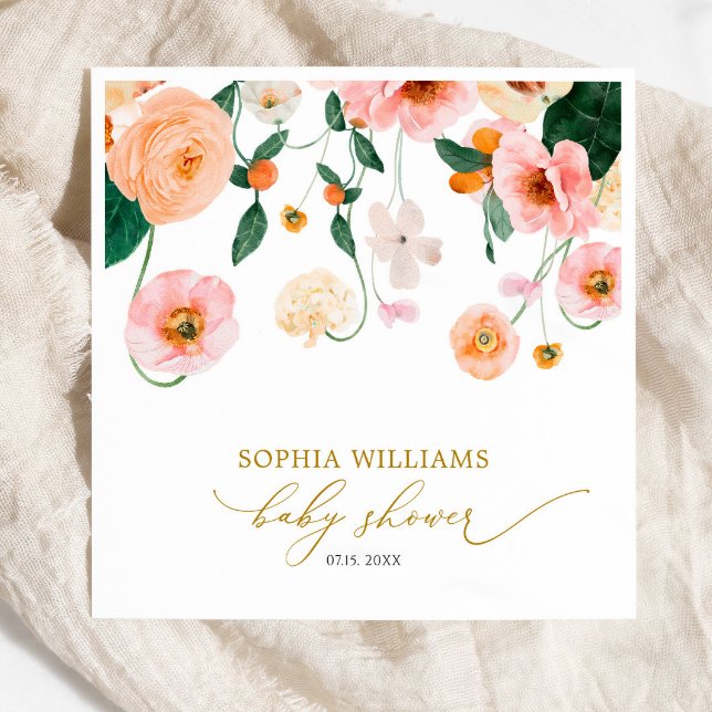 Pink Poppy Floral Baby Dusche Napkins Serviette (Von Creator hochgeladen)