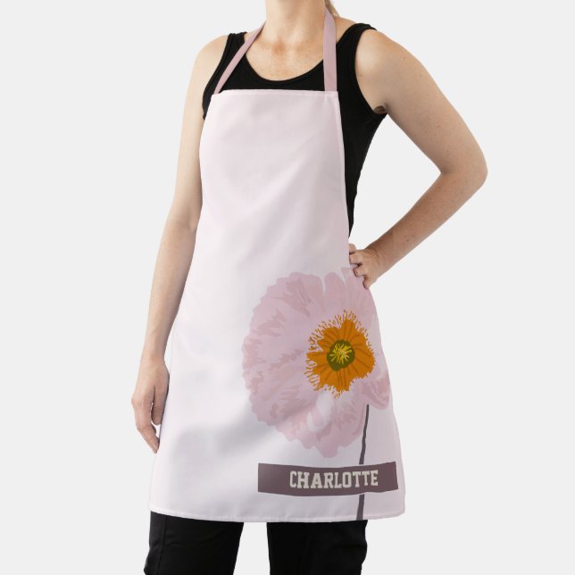 Pink Poppy Floral Individuelle Name Schürze (InSitu)