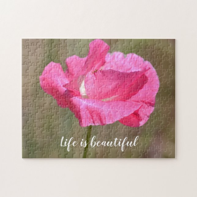 Pink Poppy floral Inspiration Zitat (Horizontal)