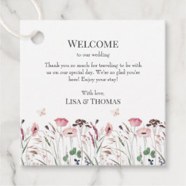 Pink Poppy Meadow Wedding Willkommenstempel Geschenkanhänger