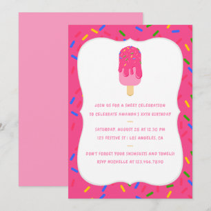 Pink Popsicle été Anniversaire Fête Invitation
