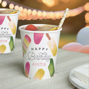 Pink Popsicle Personalisiert Kindergeburtstag Part Pappbecher