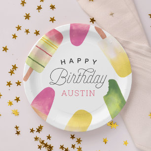 Pink Popsicle Personalisiert Kindergeburtstag Part Pappteller