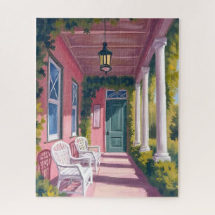 Pink Porch   Botanische Deckblumen Aquarell