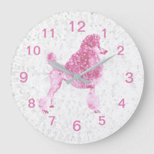 Pink Posh Poodle Baby Kids Große Wanduhr