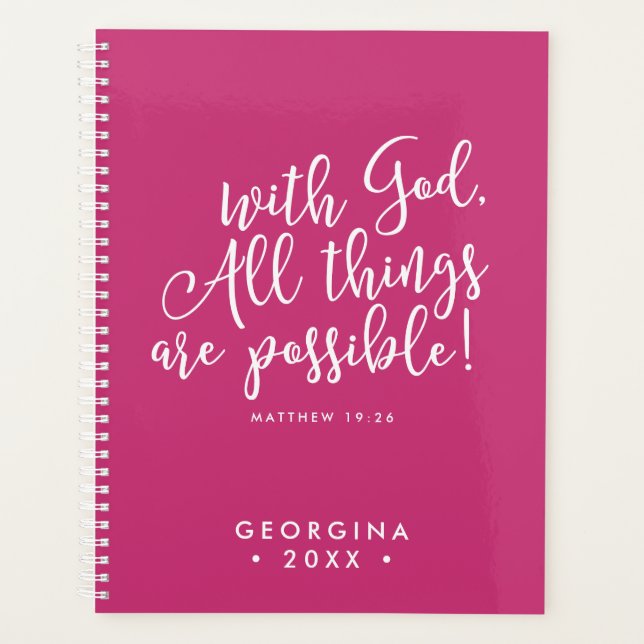 Pink Possible avec Dieu Script Bible Verse (Devant)