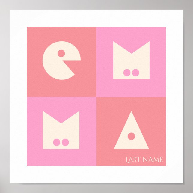 Pink Poster Kinderzimmer Wanddekoration mit 4 Buch (Vorne)