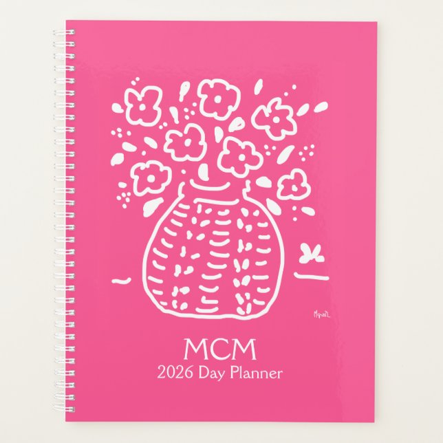Pink Posy Vase Planner Planer (Vorderseite)