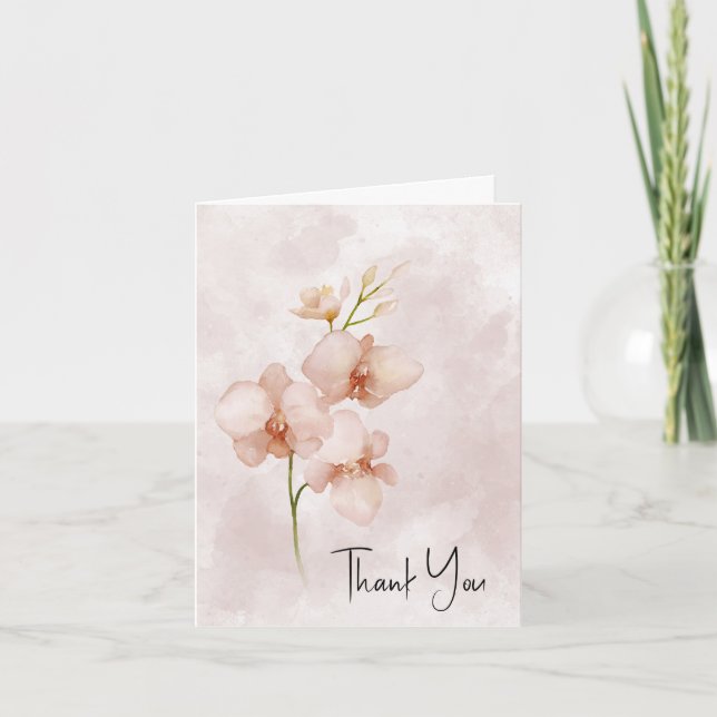 Pink Posy Watercolor Vielen Dank Karte (Vorderseite)