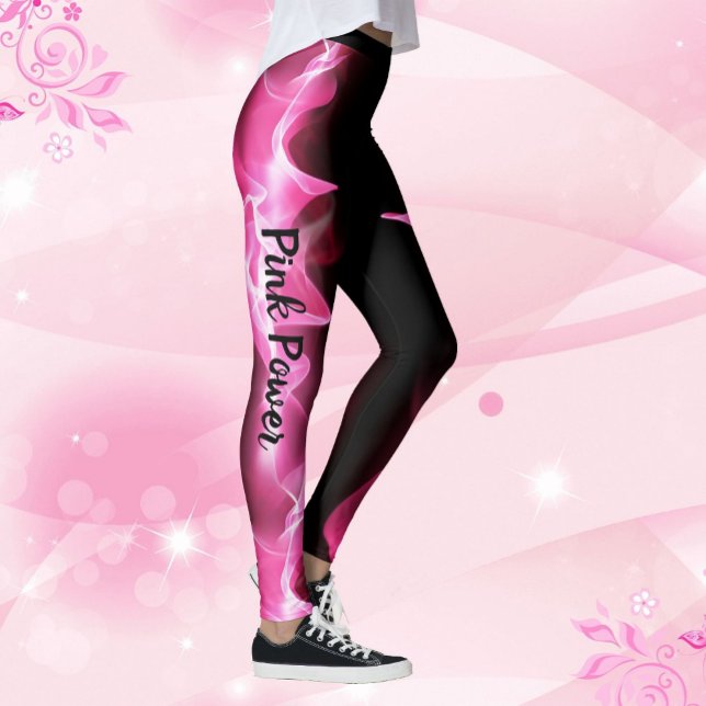 Pink Power Blitzschlag Ribbon Brustkrebs Leggings (Von Creator hochgeladen)