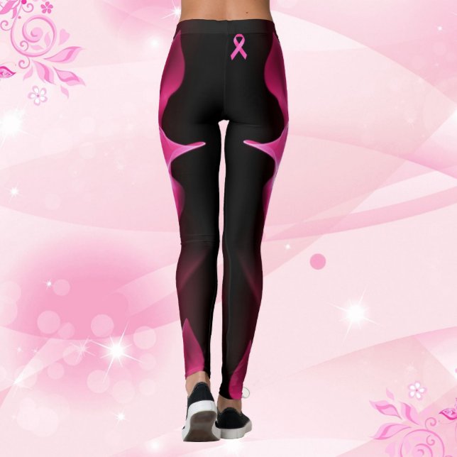 Pink Power Blitzschlag Ribbon Brustkrebs Leggings (Von Creator hochgeladen)