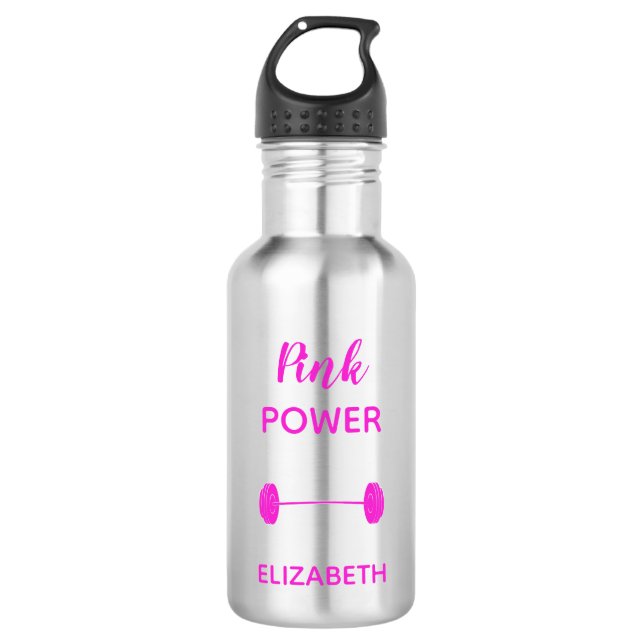 Pink-Power-Typografie mit einem Bar Edelstahlflasche (Vorderseite)