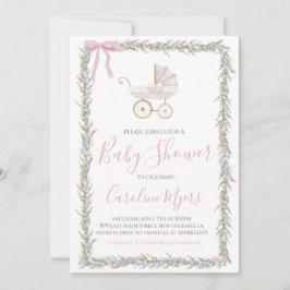 Pink Preppy Carriage Girl Dusche Einladung