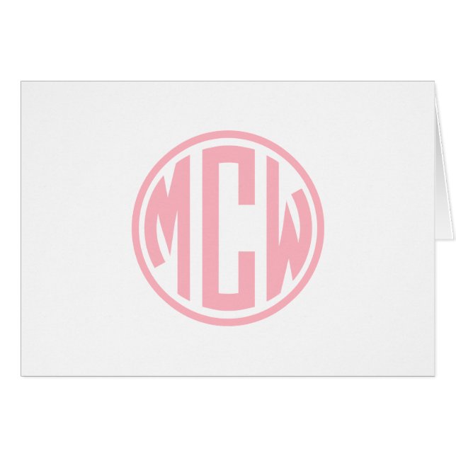 Pink Preppy Circle Monogram Schriftart DIY BG (Vorderseite (Horizontal))