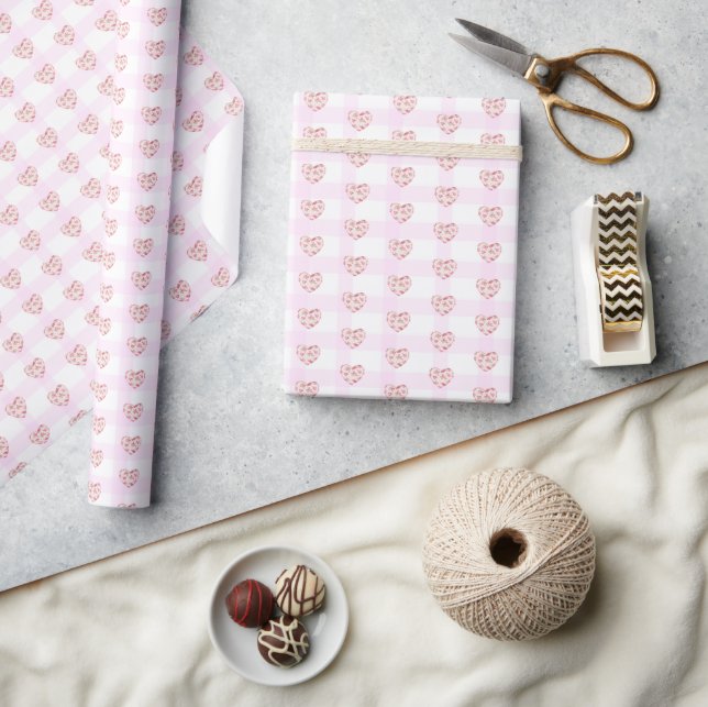Pink Preppy Coquette Wrapping Paper Geschenkpapier (Kunsthandwerk)