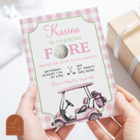 Pink Preppy Golf Girl 4e invitation anniversaire