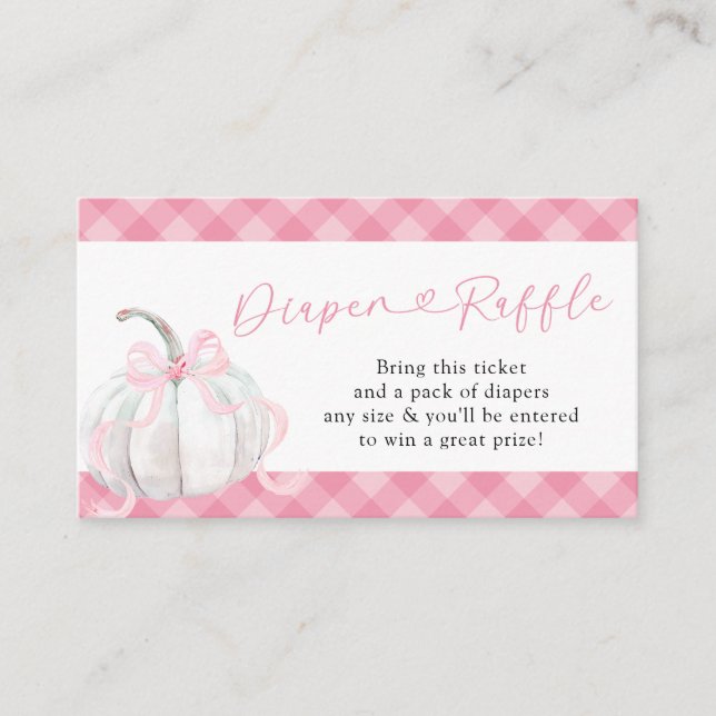 Pink Preppy Pumpkin Baby Dusche Windel Raffel Begleitkarte (Vorderseite)
