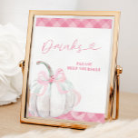 Pink Preppy Pumpkin Girl Birthday Drinks Poster<br><div class="desc">Pink Preppy Pumpkin Girl Birthday Drinks Poster</div>