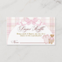 Pink Preppy Teddy Bear Girl Baby Shower diaper 