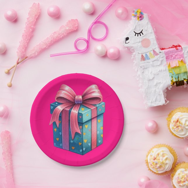 Pink Present Pappteller (Party)