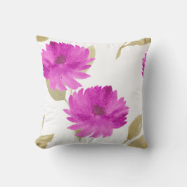 Pink pretty flowers throw cushion kissen