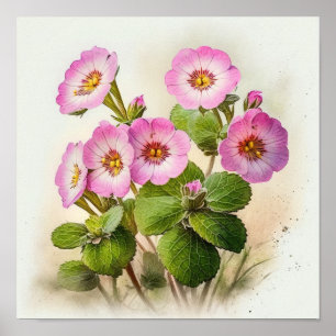 Pink Primrose Flowers Art Imprimer Poster