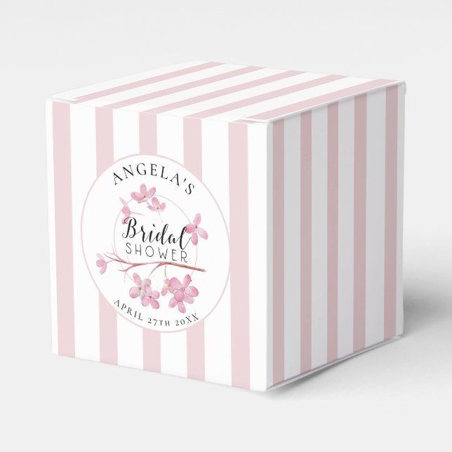 Pink Primrose Parisian Stripes Brautparty Geschenkschachtel (Vorderseite)