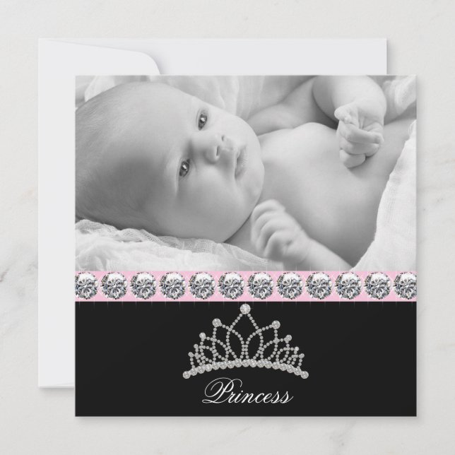 Pink Princess Baby Birth Ankündigungen (Vorderseite)