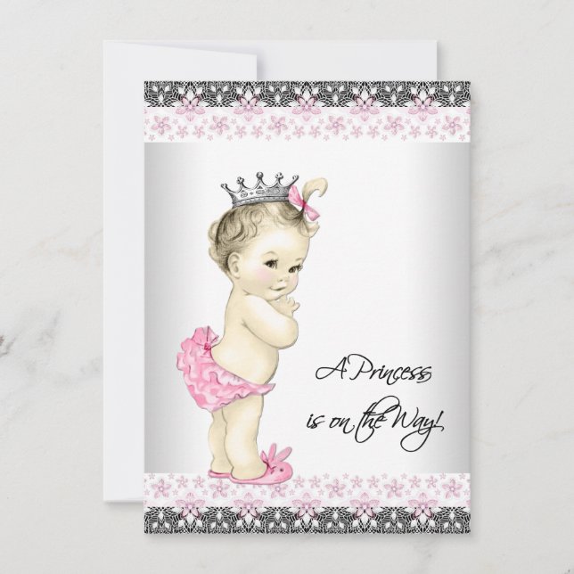 Pink Princess Baby Dusche Einladung (Vorderseite)
