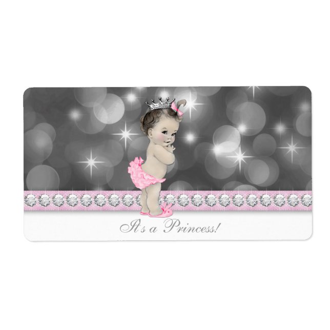 Pink Princess Baby Dusche Wasserflaschen Etiketten (Vorne)