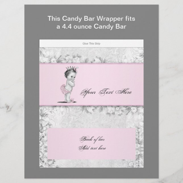 Pink Princess Baby Showküche Bar Wrapper (Vorderseite)