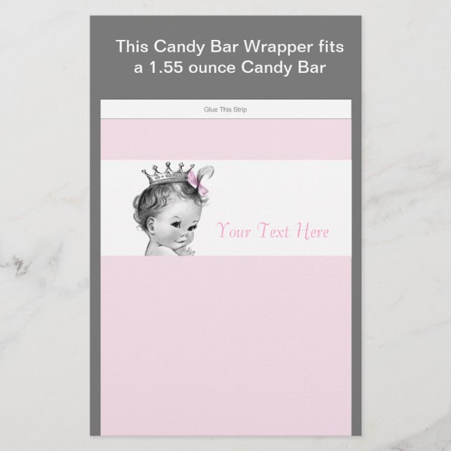 Pink Princess Baby Showküche Bar Wrapper (Vorderseite)