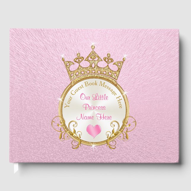 Pink Princess Baby Showroom Gästebuch PERSONALISIE (Vorderseite)
