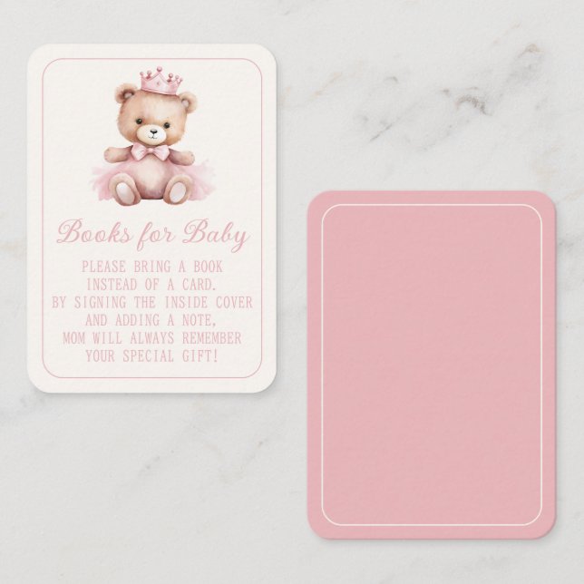 Pink Princess Bärenbücher für Baby Begleitkarte (Vorne/Hinten)