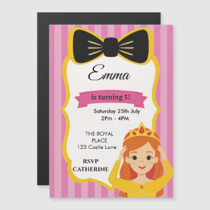 Pink Princess Birthday Invite Zazzlemade Magneteinladung