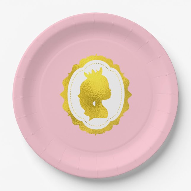 Pink Princess Cameo Birthday Pappteller (Vorderseite)
