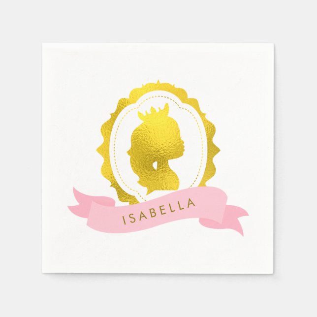 Pink Princess Cameo Birthday Serviette (Vorderseite)