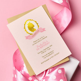 Pink Princess Cameo Girl Geburtstag Einladung