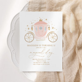 Pink Princess Carriage Girl Birthday Party Einladung