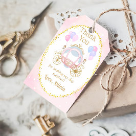 Pink Princess Carriage Girl Birthday Party Geschenkanhänger