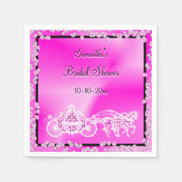 Pink Princess Coach & Horses Brautparty Serviette