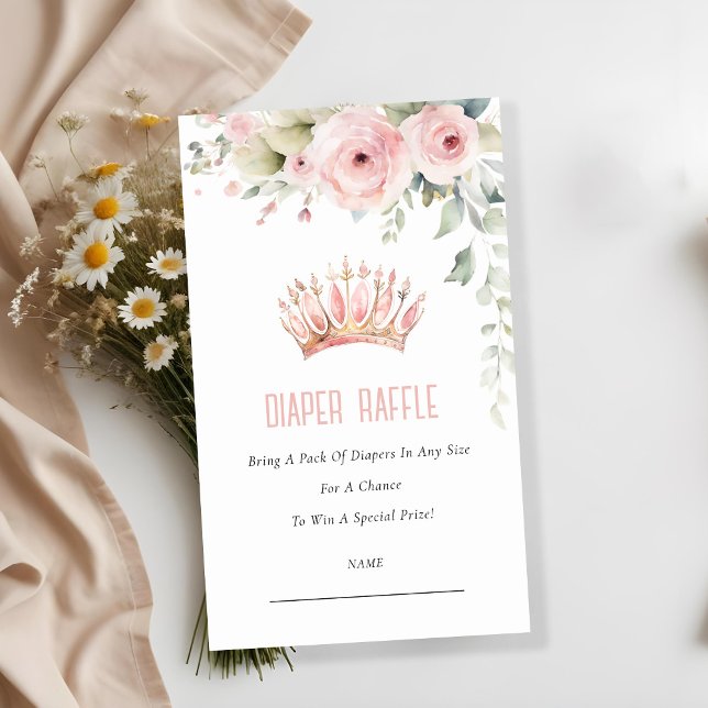 Pink Princess Crown Diaper Raffle Baby Dusche Begleitkarte (Von Creator hochgeladen)