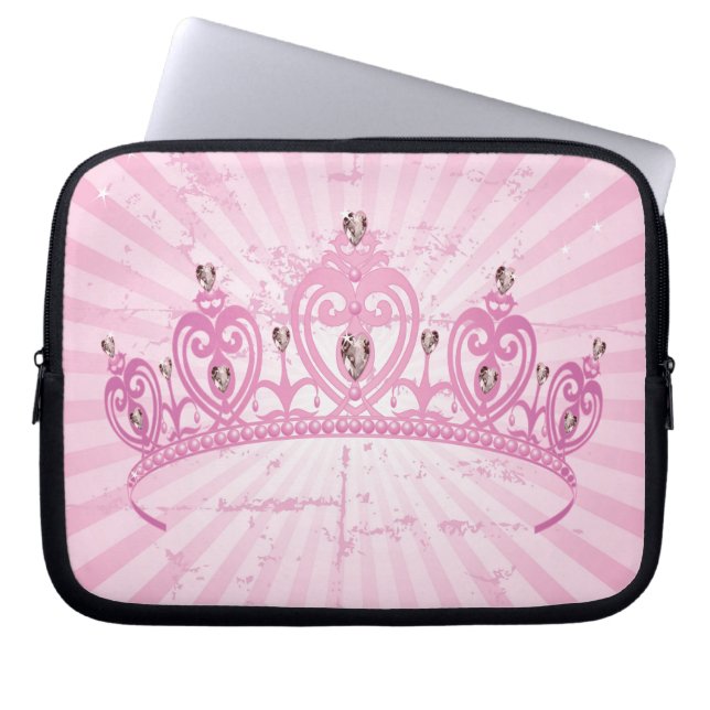 Pink Princess Crown Laptop Sleeve Schutzhülle (Vorderseite)