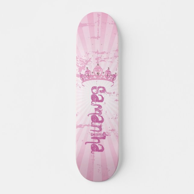 Pink Princess Crown Tiara Comp Skateboard (Vorne)