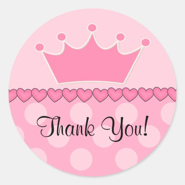 Pink Princess Crown Vielen Dank für Ihr Aufkleber (Vorderseite)