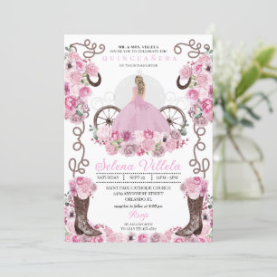 Pink Princess Dress & Boots Quinceañera Einladung
